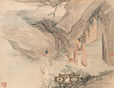 冯超然 幽谷闲话 镜心 36×28cm